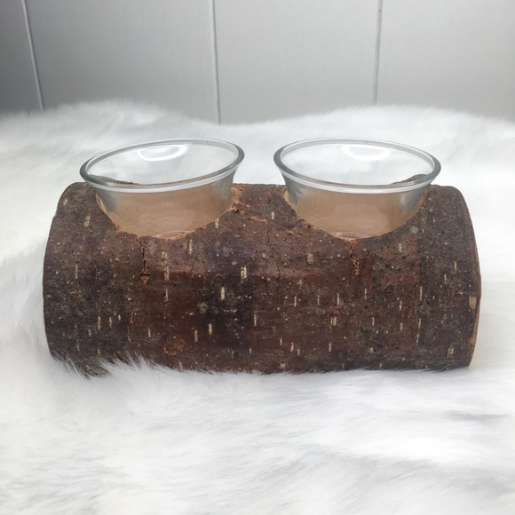 Yule Log Votive Candle Holder Solstice Christmas - Picture 2 of 8